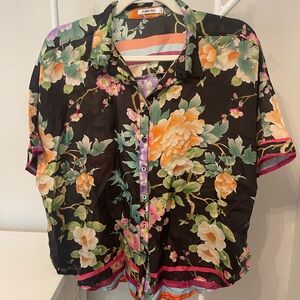 Johnny Was Floral SILK Patterned Shirt